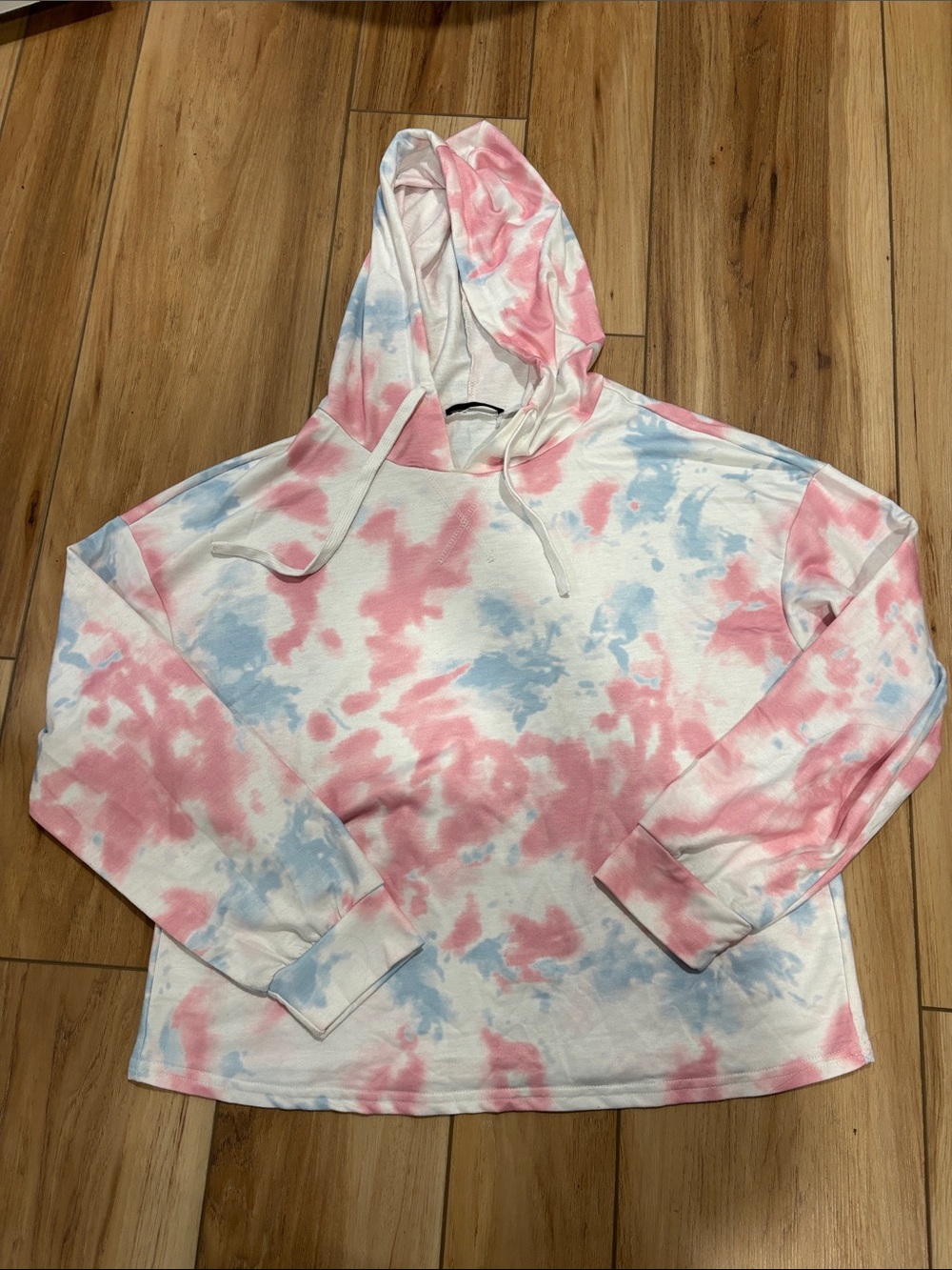 Tie-Dye Pink & Blue Hooded Women's Sweater